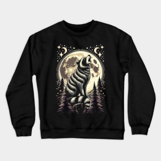 Raccoon Howling at the Moon Crewneck Sweatshirt